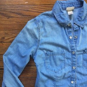 Blue Denim Chambray Button Up Shirt